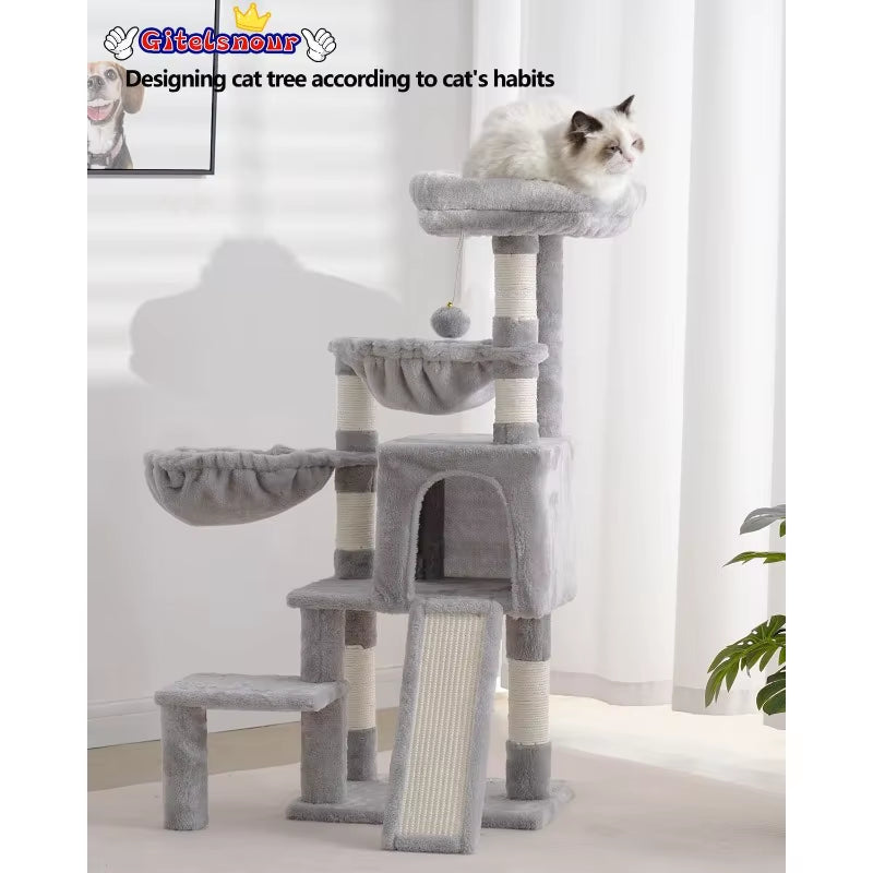 Cat Tree, Cat Tower with Condo, 2 Baskets, Large Platform, Scratch Board, Cat Scratching Posts for Indoor Cats